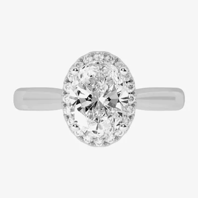 (H-I / Si1-Si2) Womens 2 1/4 CT. T.W. Lab Grown White Diamond 10K Gold Oval Halo Engagement Ring