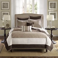 Madison Park Danville 7-Pc Quilt Set with Euro Shams and Throw Pillows