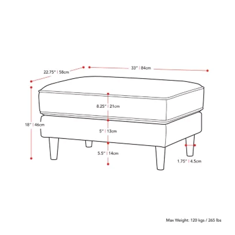Corliving Mulberry Ottoman
