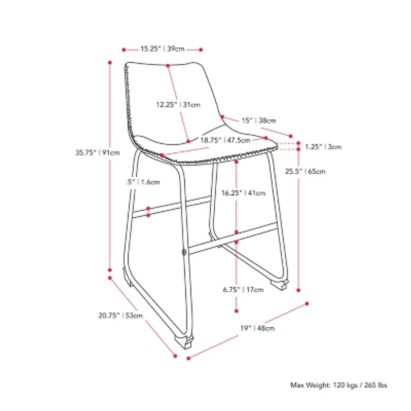 Corliving Palmer 2-pc. Counter Height Upholstered Bar Stool