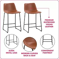 Corliving Palmer 2-pc. Counter Height Upholstered Bar Stool