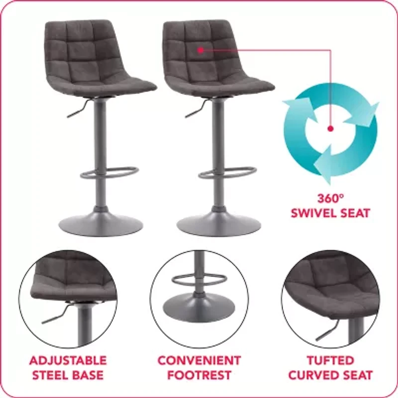 Corliving Palmer 2-pc. Tufted Swivel Bar Stool