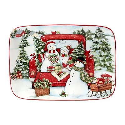 Certified International Red Truck Christmas Serving Platter