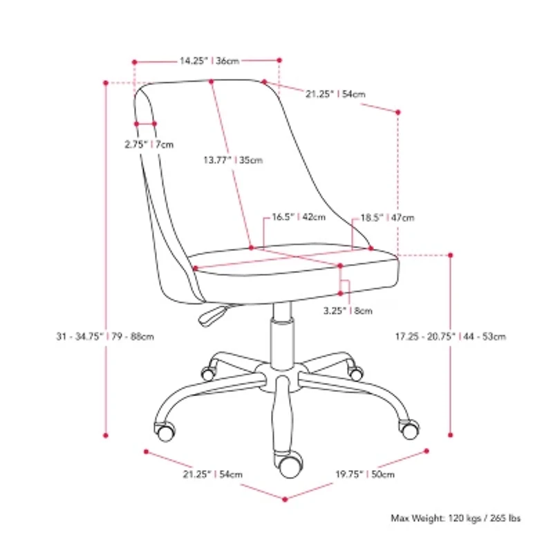 Marlowe Armless Height Adjustable Office Chair