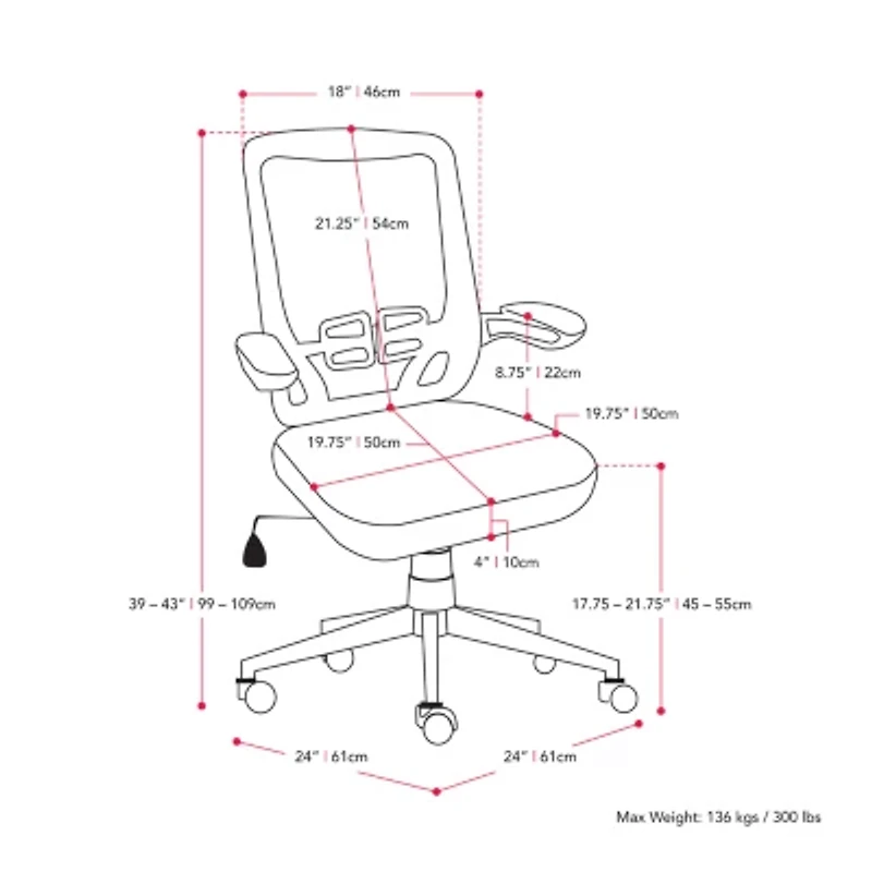 Workspace Ergonomic High Back Design Adjustable Height Office Chair