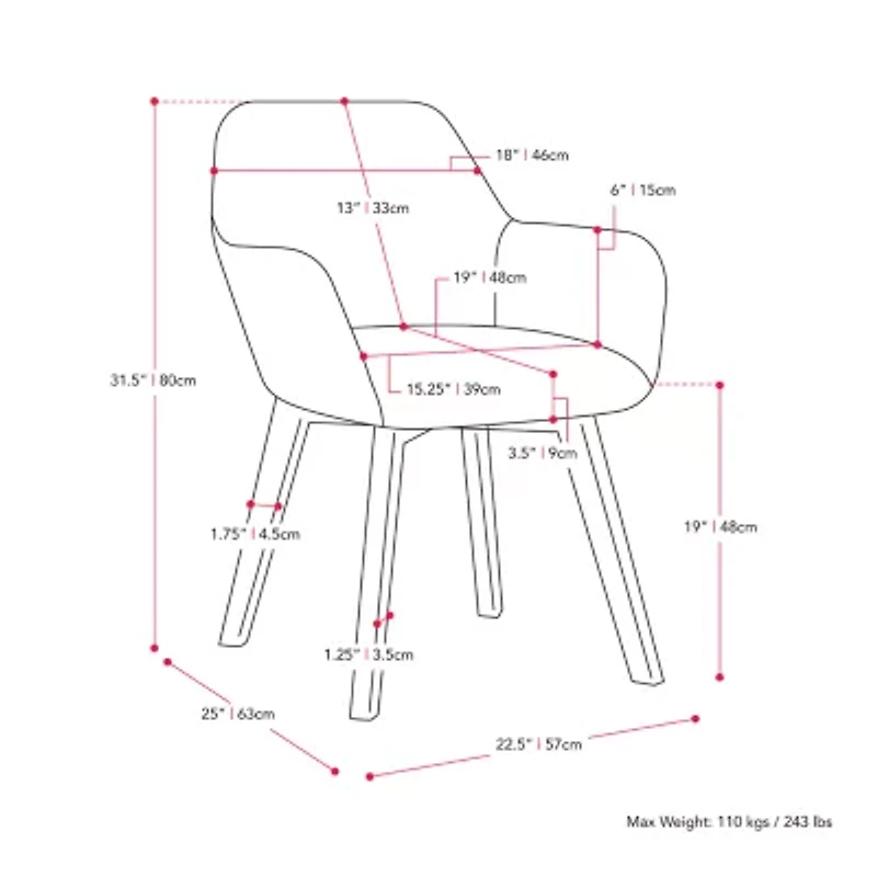 Corliving Ayla 2-pc. Upholstered Dining Chair
