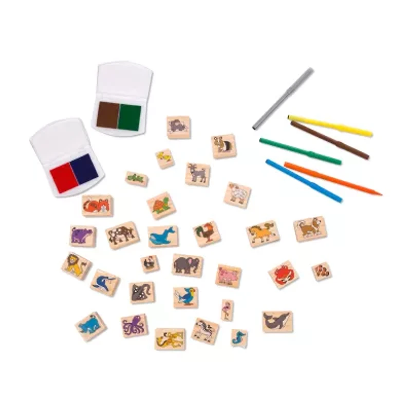 Melissa & Doug Deluxe Wooden Stamp Set - Animals Art Set