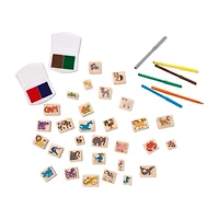 Melissa & Doug Deluxe Wooden Stamp Set - Animals Art Set