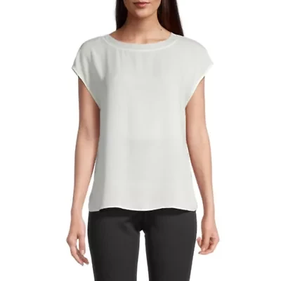 Worthington Womens Round Neck Short Sleeve T-Shirt