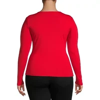 Worthington Womens Scoop Neck Long Sleeve Plus T-Shirt