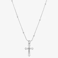 Gratitude & Grace Womens Cubic Zirconia Pure Silver Over Brass Cross 16 Inch Pendant Necklace