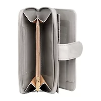 Julia Buxton Heiress Leather Checkbook Womens Rfid Blocking Checkbook Wallet