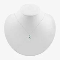 Christmas Tree Womens 1/10 CT. T.W. Lab Created Green Emerald Sterling Silver 18 Inch Pendant Necklace