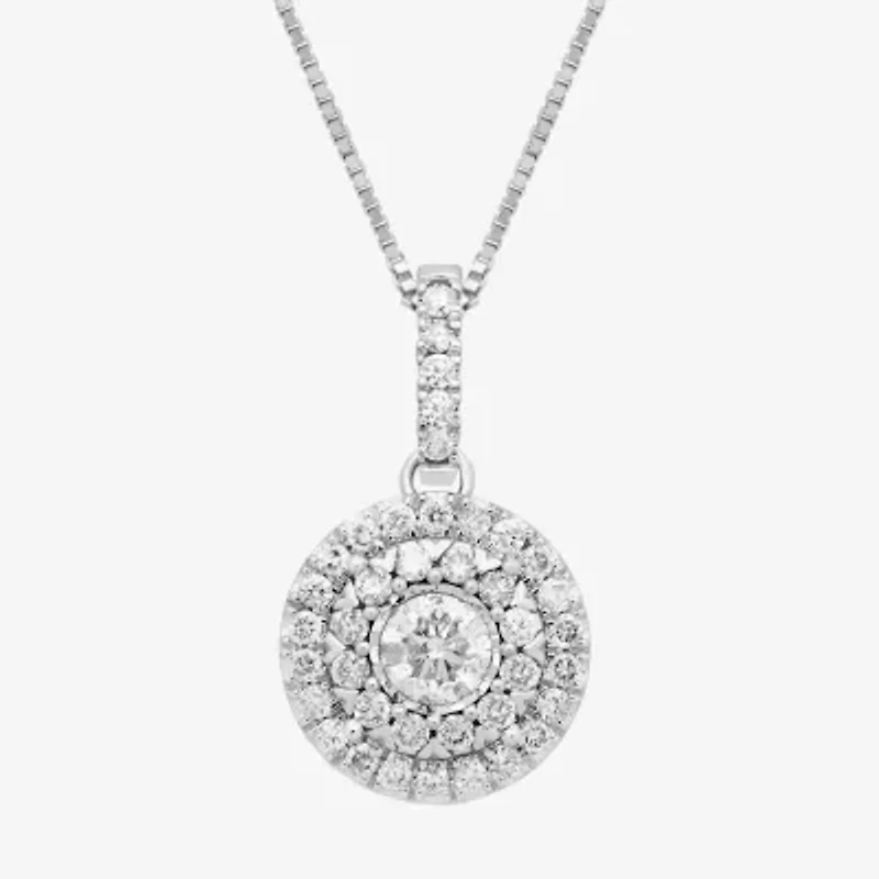 (H / I1) Diamond Blossom Womens 1 CT. T.W. Lab Grown White 10K or Yellow Gold Round Pendant Necklace
