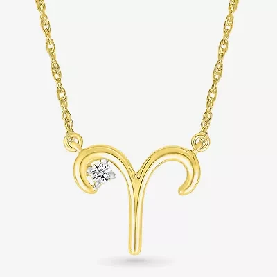 Unisex Adult Diamond Accent Natural White Diamond 10K Gold 17 1/ Inch Pendant Necklace