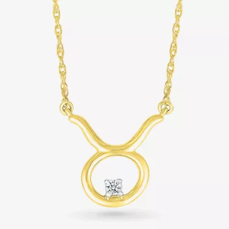 Unisex Adult Diamond Accent Natural White Diamond 10K Gold 17 1/ Inch Pendant Necklace