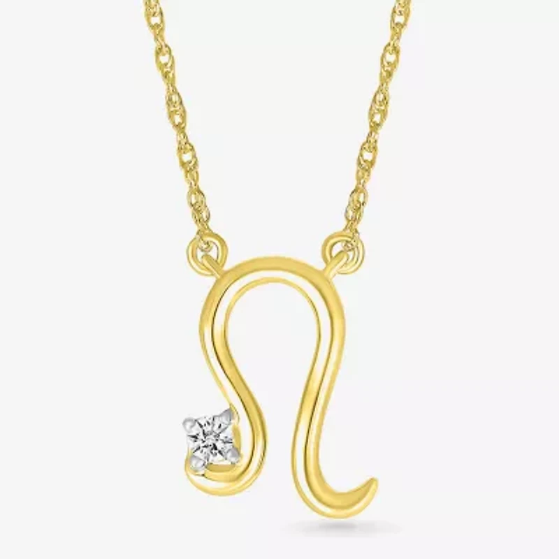 Unisex Adult Diamond Accent Natural White Diamond 10K Gold 17 1/4 Inch Pendant Necklace