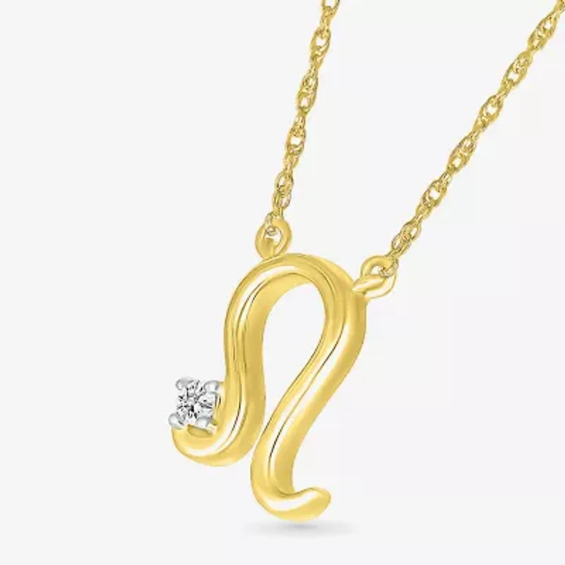 Unisex Adult Diamond Accent Natural White Diamond 10K Gold 17 1/4 Inch Pendant Necklace