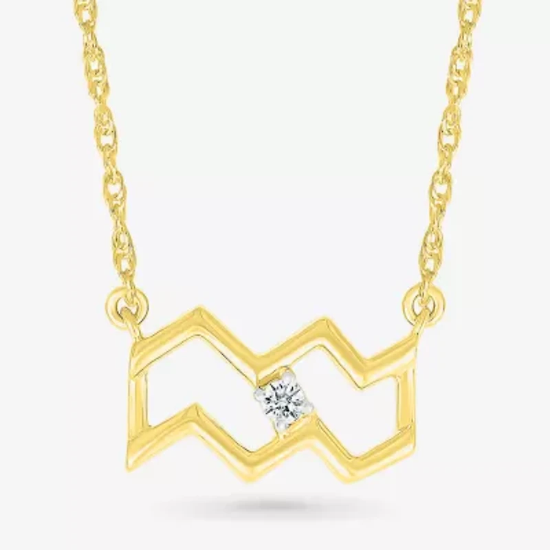 Unisex Adult Diamond Accent Natural White Diamond 10K Gold 17 1/2 Inch Pendant Necklace