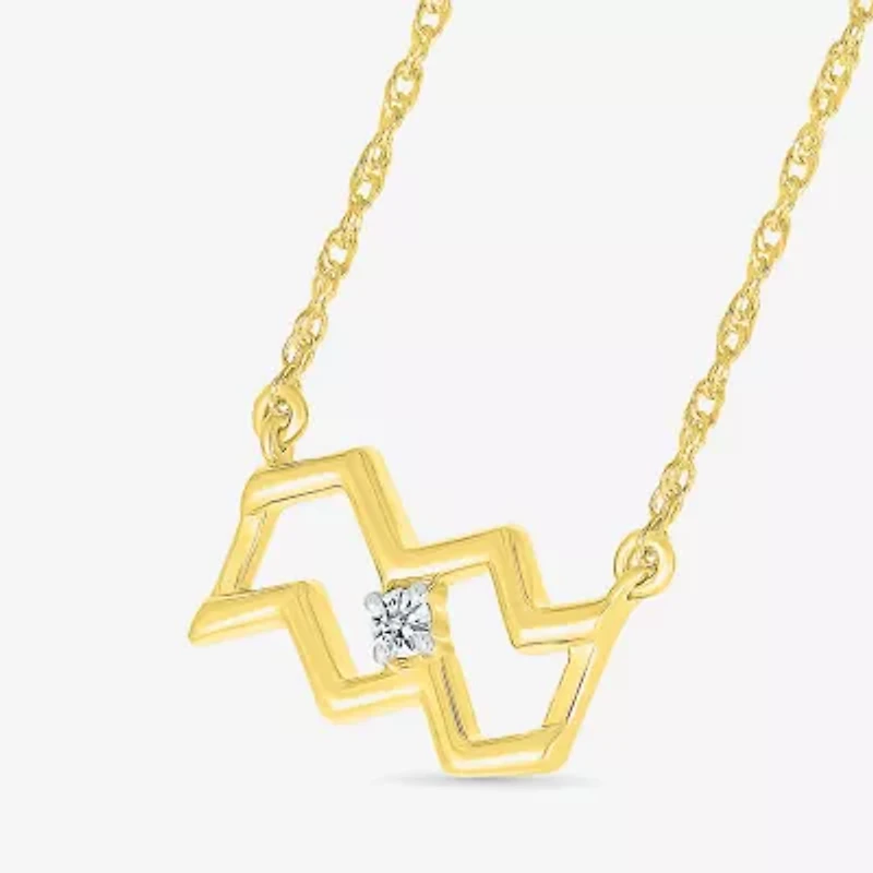 Unisex Adult Diamond Accent Natural White Diamond 10K Gold 17 1/2 Inch Pendant Necklace