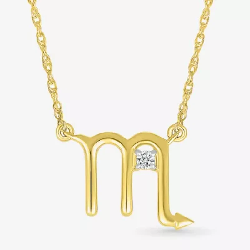 Womens Diamond Accent Natural White Diamond 10K Gold 17 1/2 Inch Pendant Necklace