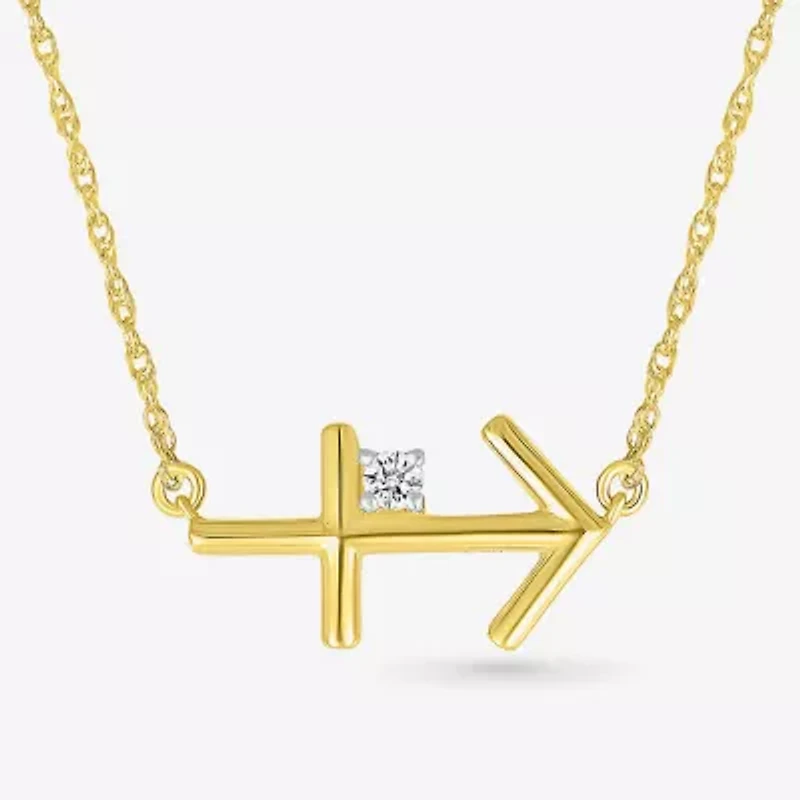 Unisex Adult Diamond Accent Natural White Diamond 10K Gold 17 1/2 Inch Pendant Necklace