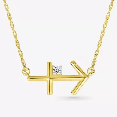 Unisex Adult Diamond Accent Natural White Diamond 10K Gold 17 1/2 Inch Pendant Necklace