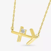 Unisex Adult Diamond Accent Natural White Diamond 10K Gold 17 1/2 Inch Pendant Necklace