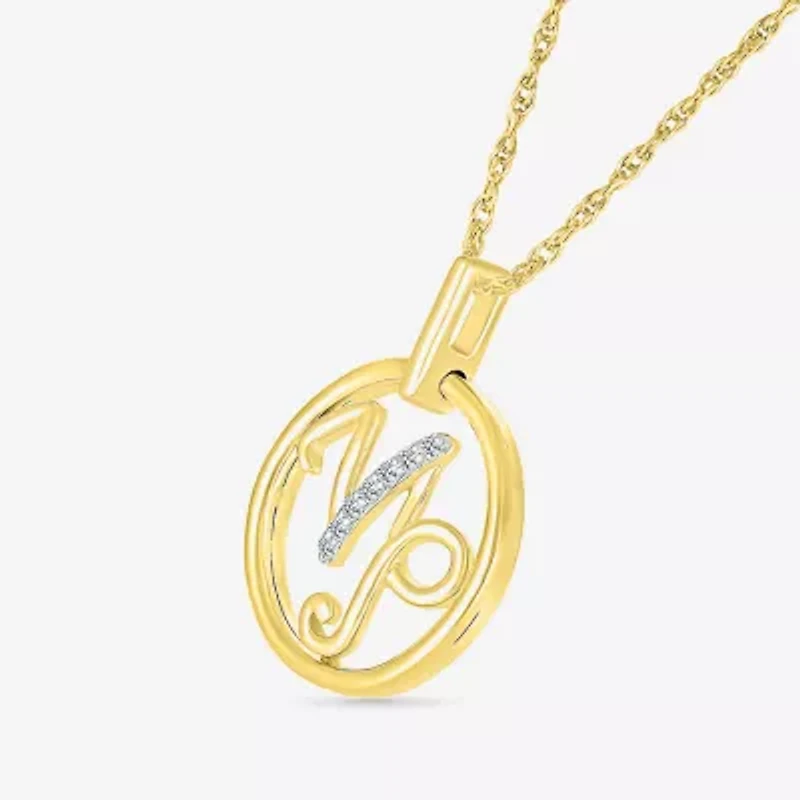 Womens Diamond Accent Natural White Diamond 14K Gold 18 Inch Pendant Necklace