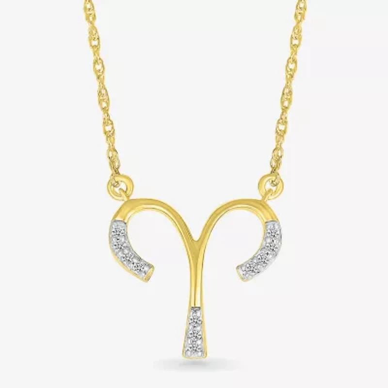Unisex Adult Diamond Accent Natural White Diamond 10K Gold 17 1/2 Inch Pendant Necklace