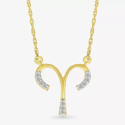 Unisex Adult Diamond Accent Natural White Diamond 10K Gold 17 1/2 Inch Pendant Necklace