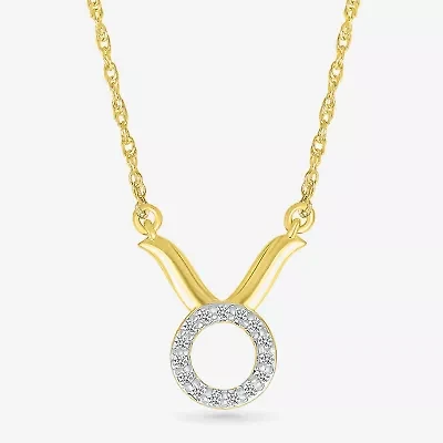 Womens Diamond Accent Natural White Diamond 10K Gold Inch Pendant Necklace