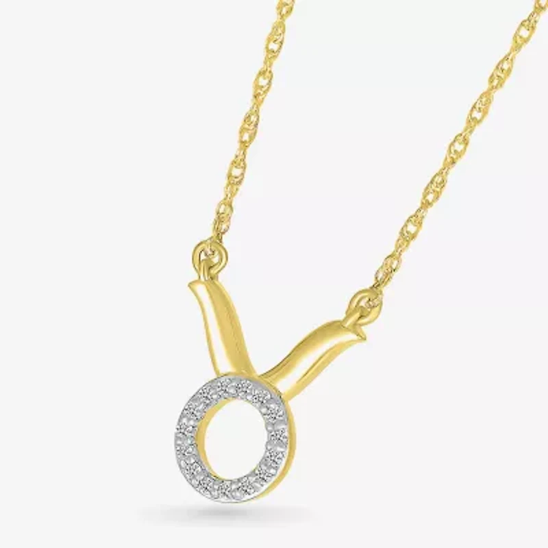 Womens Diamond Accent Natural White Diamond 10K Gold Inch Pendant Necklace