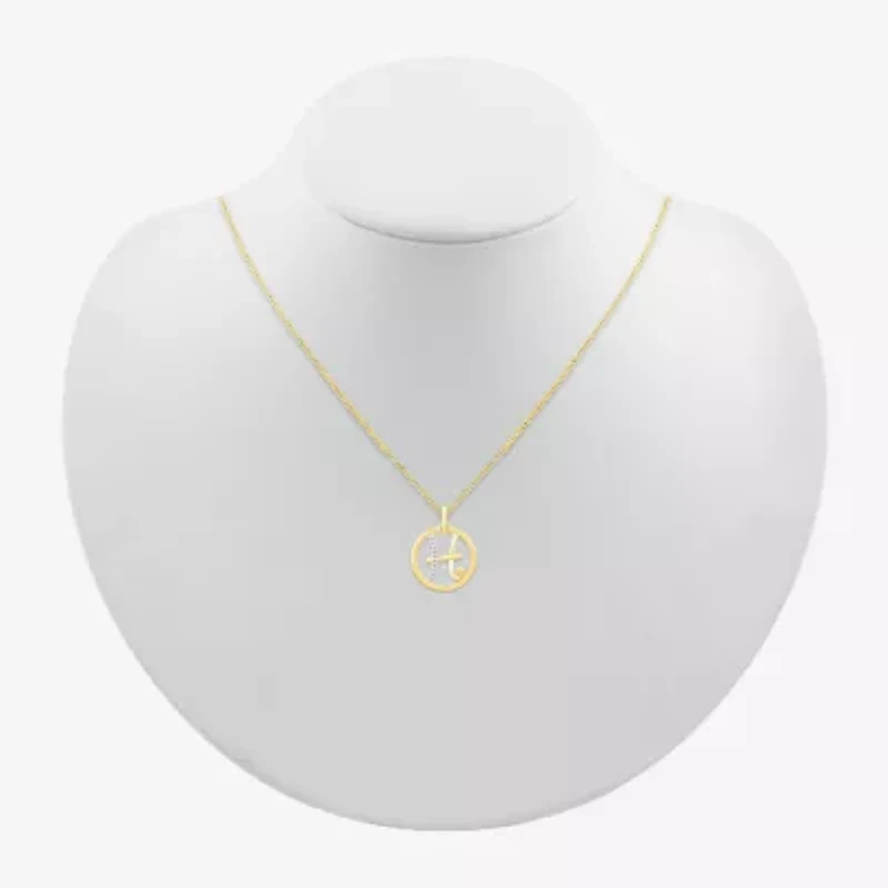 Womens Diamond Accent Natural White Diamond 10K Gold Inch Pendant Necklace