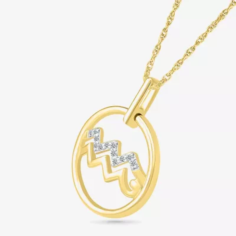Womens Diamond Accent Natural White Diamond 10K Gold Inch Pendant Necklace