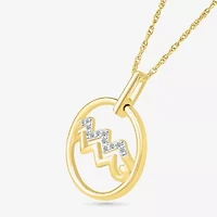 Womens Diamond Accent Natural White Diamond 10K Gold Inch Pendant Necklace