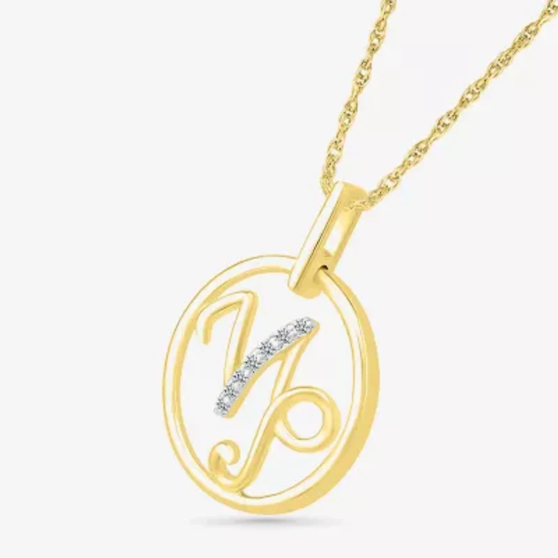 Womens Diamond Accent Natural White Diamond 10K Gold 18 Inch Pendant Necklace