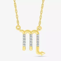 Womens Diamond Accent Natural White Diamond 10K Gold 17 1/2 Inch Pendant Necklace
