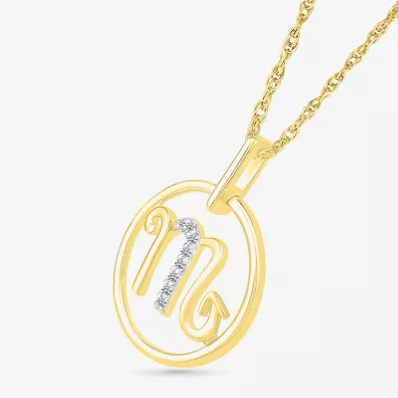 Womens Diamond Accent Natural White Diamond 10K Gold 18 Inch Pendant Necklace