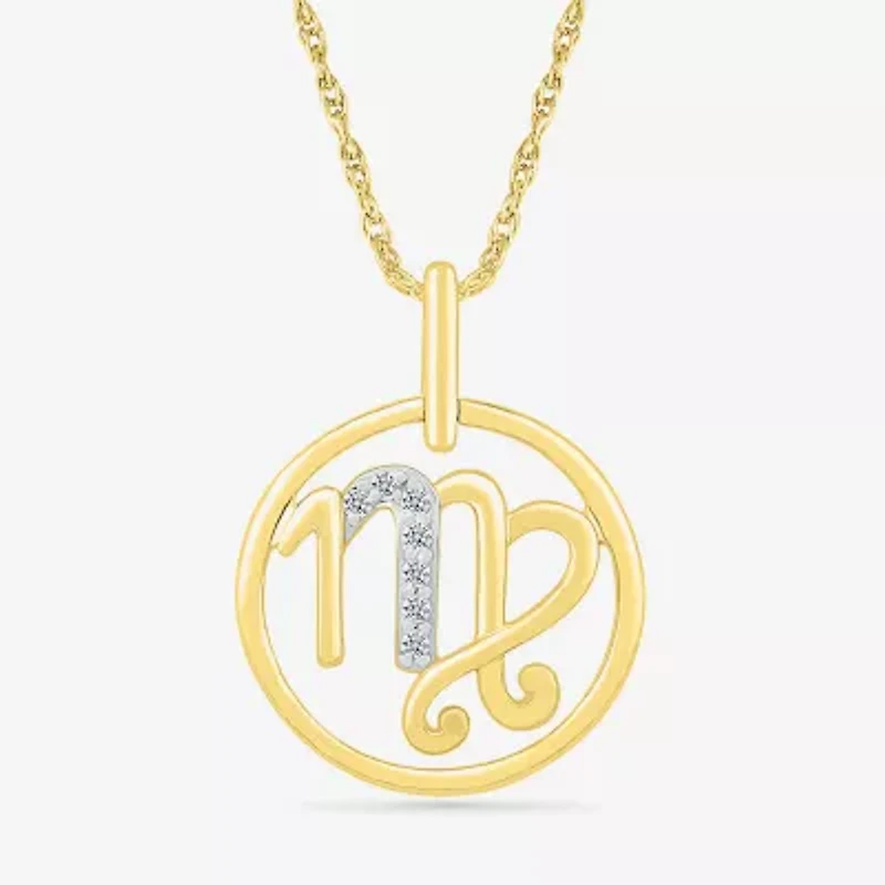 Womens Diamond Accent Natural White Diamond 10K Gold 18 Inch Pendant Necklace