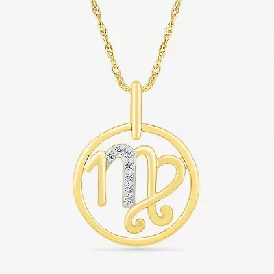 Womens Diamond Accent Natural White Diamond 10K Gold 18 Inch Pendant Necklace