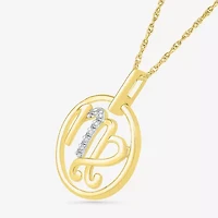 Womens Diamond Accent Natural White Diamond 10K Gold 18 Inch Pendant Necklace