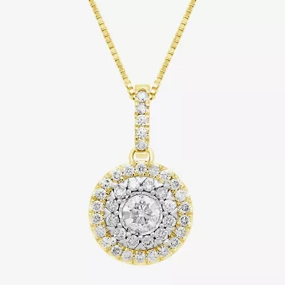 (H / I1) Diamond Blossom Womens 1 CT. T.W. Lab Grown White Diamond 10K White or Yellow Gold Round Pendant Necklace
