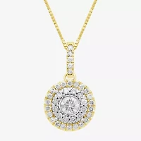 (H / I1) Diamond Blossom Womens 1 CT. T.W. Lab Grown White Diamond 10K White or Yellow Gold Round Pendant Necklace