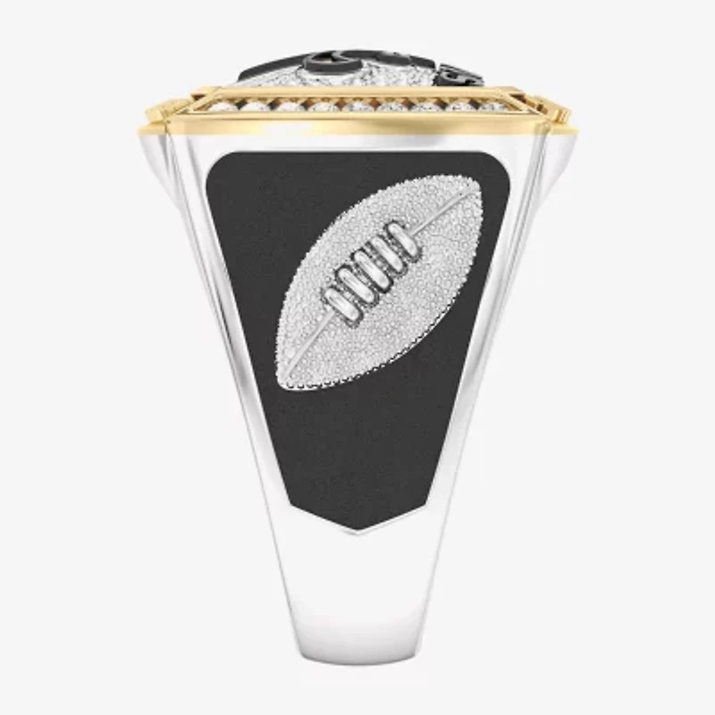 True Fans Fine Jewelry New Orleans Saints Mens 1/2 CT. Natural White Diamond 10K Two Tone Gold Fleur De Lis Fashion Ring