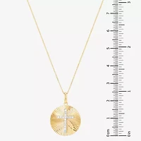 (H-I / Si1-Si2) Womens 1/10 CT. T.W. Lab Grown White Diamond 14K Gold Cross 18 Inch Pendant Necklace