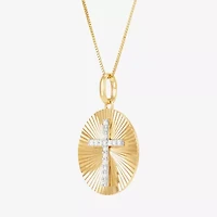 (H-I / Si1-Si2) Womens 1/10 CT. T.W. Lab Grown White Diamond 14K Gold Cross 18 Inch Pendant Necklace