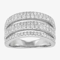 (H-I / I1) Womens 1 CT. T.W. Lab Grown White Diamond Sterling Silver Anniversary Band