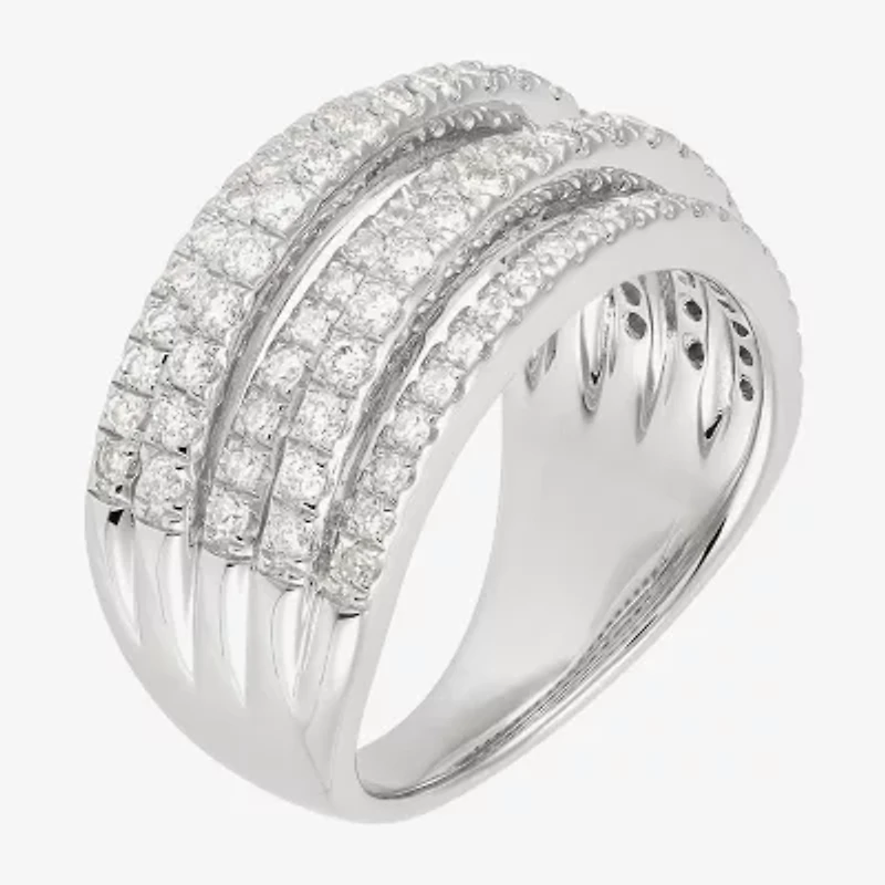 (H-I / I1) Womens 1 CT. T.W. Lab Grown White Diamond Sterling Silver Anniversary Band