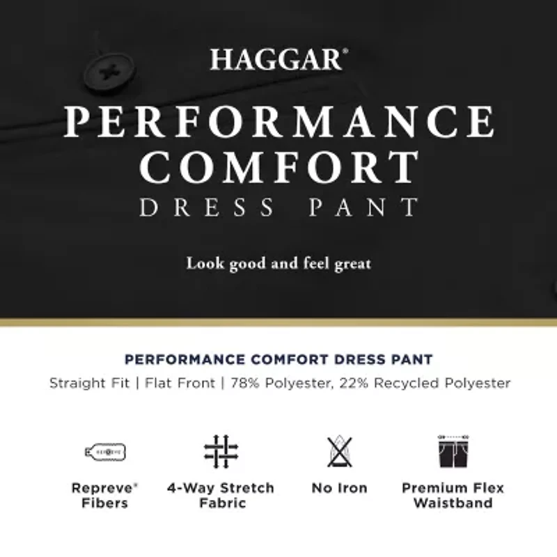 Haggar Premium Comfort Mens Straight Fit Dress Flat Front Pant